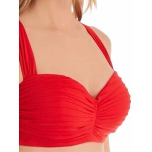 BLEU ROD BEATTIE Women’s Red Kore Shirred Underwire Bikini Top 36D